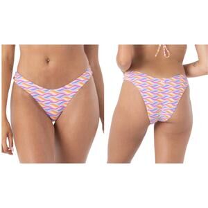 Roxy High Tide Scoop Cheeky Bikini Bottoms NWT Size Small Pink Combo